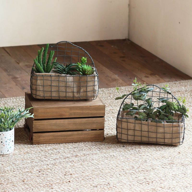 Decorative wire basket with jute bag Stornfield
