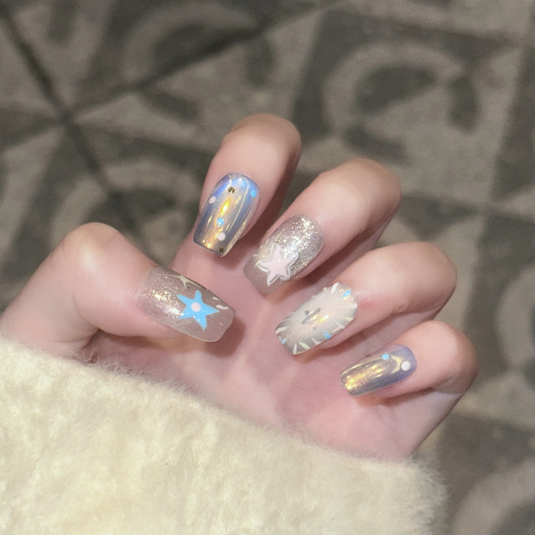 Starry Theme Press-On Nail Art Set