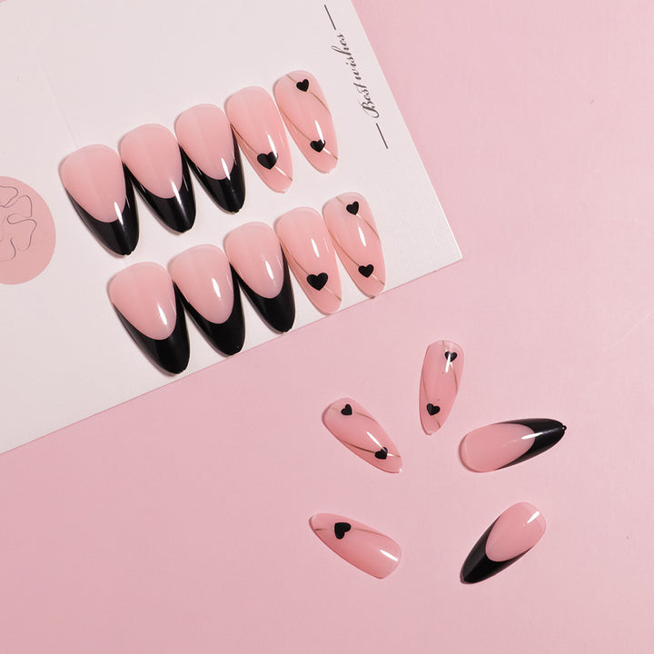 Elegant Heart-Accented Press-On Nail Set Stornfield