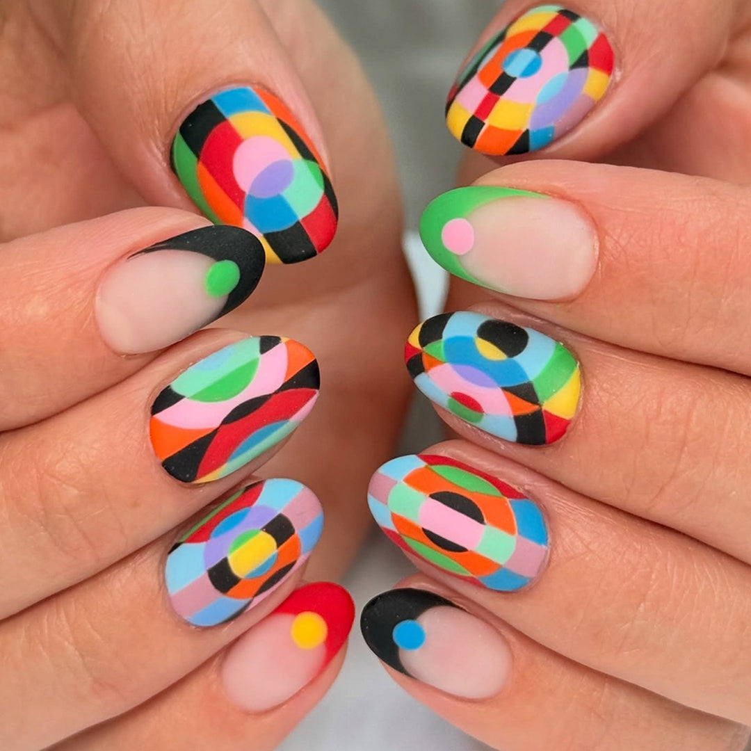 Creative Art Fake Nails with Varied Geometric Patterns Stornfield