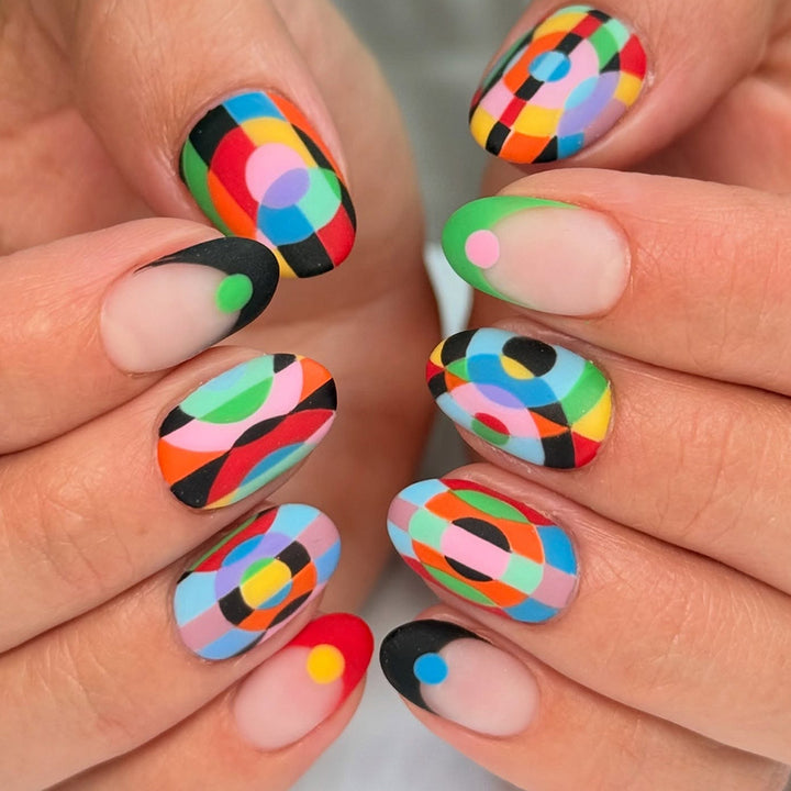 Creative Art Fake Nails with Varied Geometric Patterns Stornfield