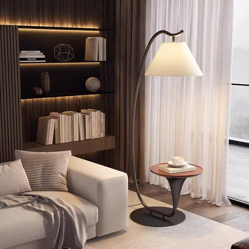 Contemporary Floor Lamp with Integrated Side Table