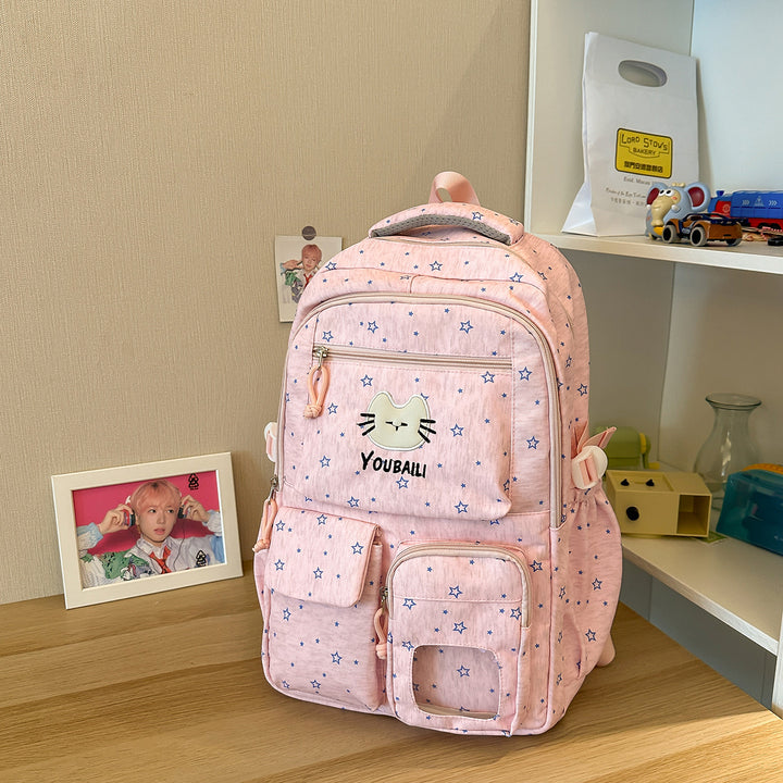Playful Cat-Print School Backpack Stornfield
