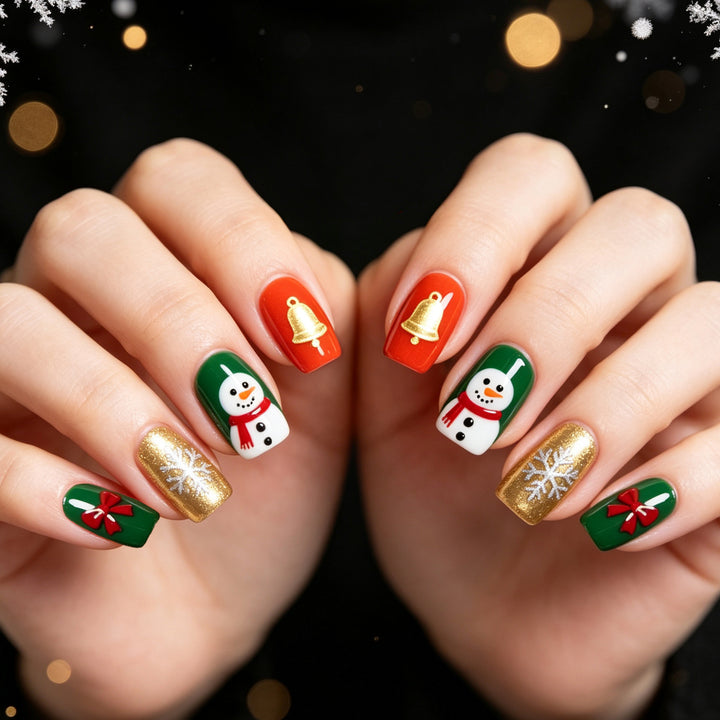 Festive Holiday Themed Acrylic Nail Art Stornfield