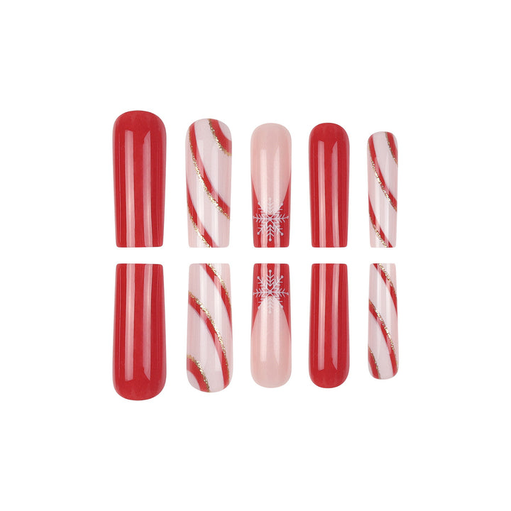 Festive Candy Cane Themed Stiletto Press-On Nails Stornfield