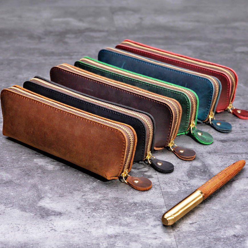 Premium Leather Zippered Pencil Case