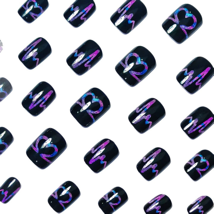 Artificial nail set with heart and EKG motif Stornfield
