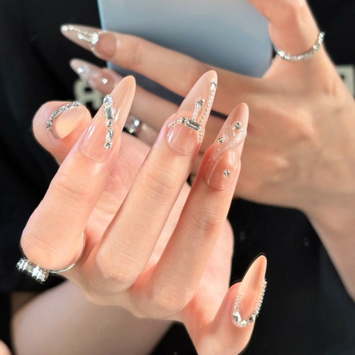 Elegant artificial nails with noble rhinestone embellishments Stornfield