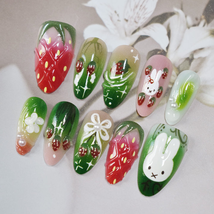 Creative Strawberry-Themed Press-On Nails Stornfield