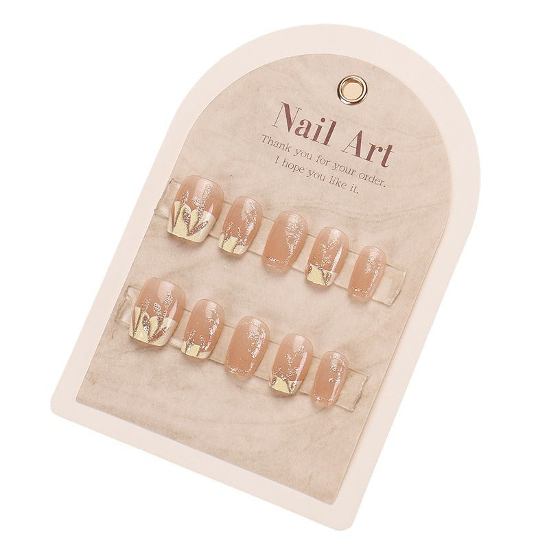Decorative Press-On Nail Set with Floral and Metallic Accents Stornfield