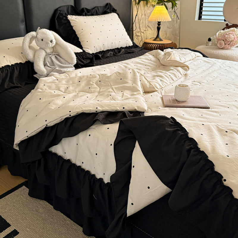 Vintage Floral Ruffled Duvet Cover Set