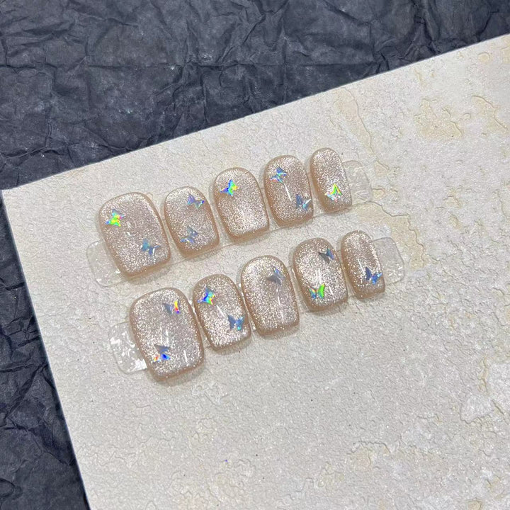 Glittering Press-On Nail Set with Star Accents Stornfield