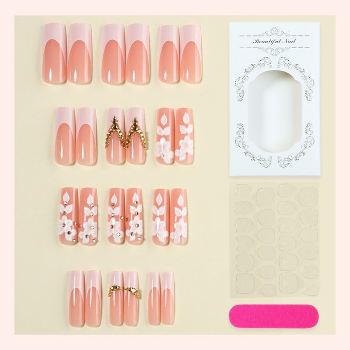 Art nail set with refined flower and glitter elements Stornfield