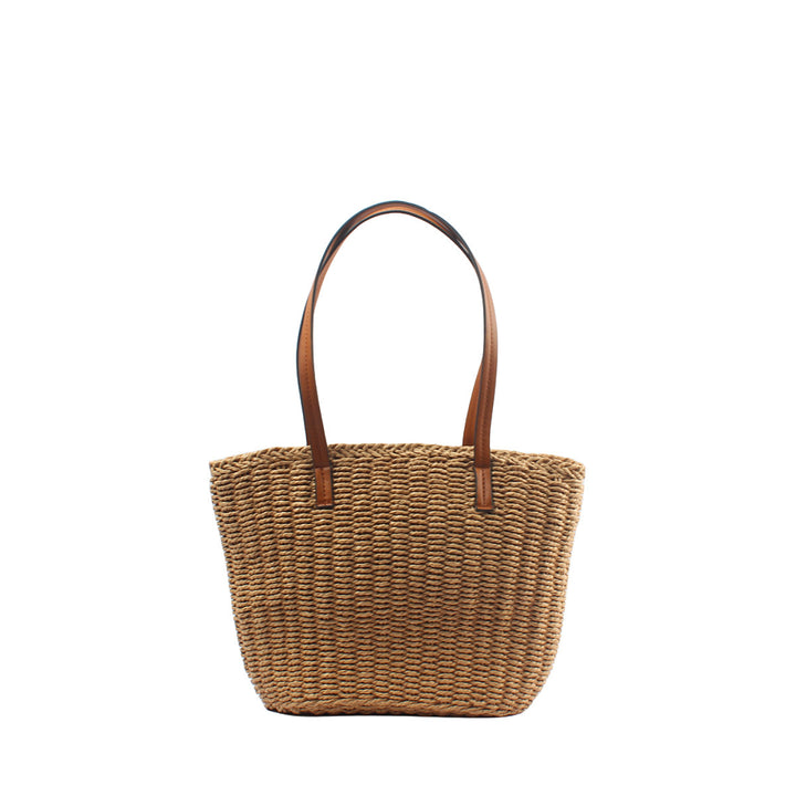 Natural straw bag with elegant leather handles Stornfield