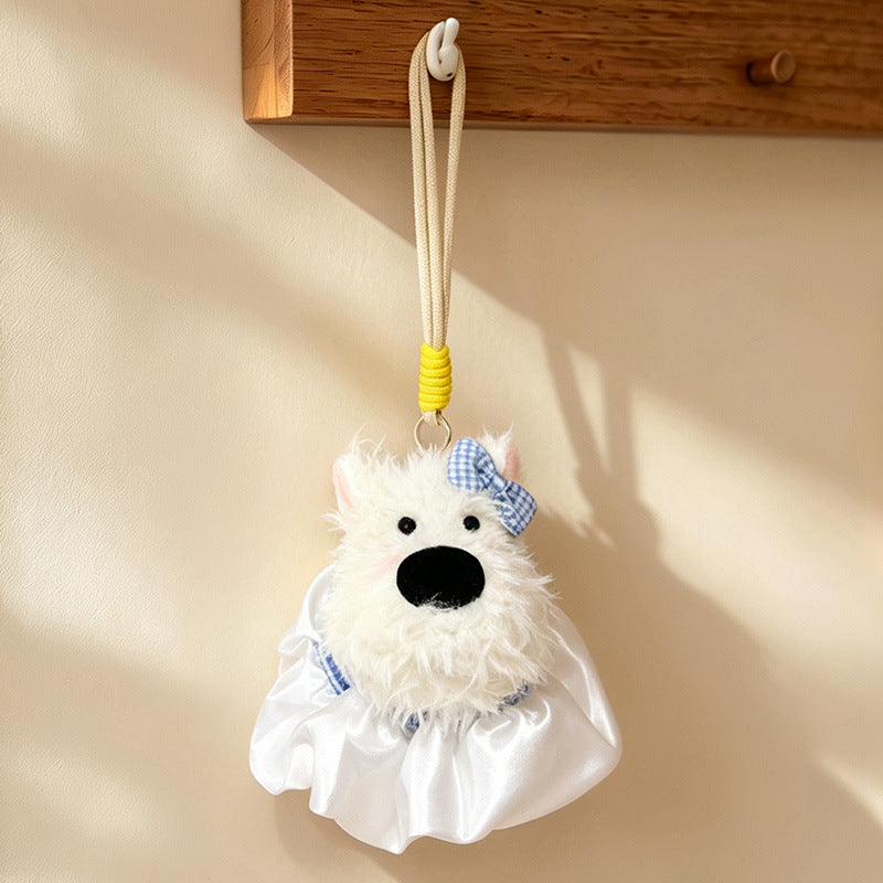Fluffy Bunny Bag Charm Keychain with Faux-Fur Plush Body and Decorative Resin Accent Stornfield