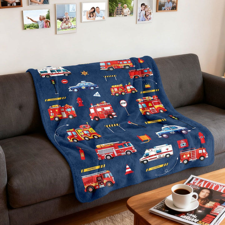 Firefighter-Themed Plush Fleece Blanket