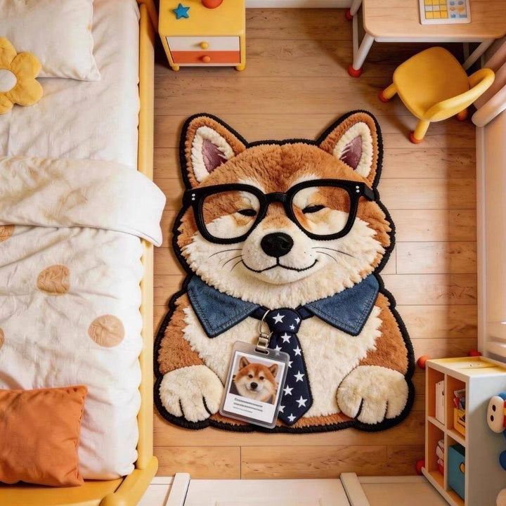 Cute Dog-Shaped Plush Area Rug