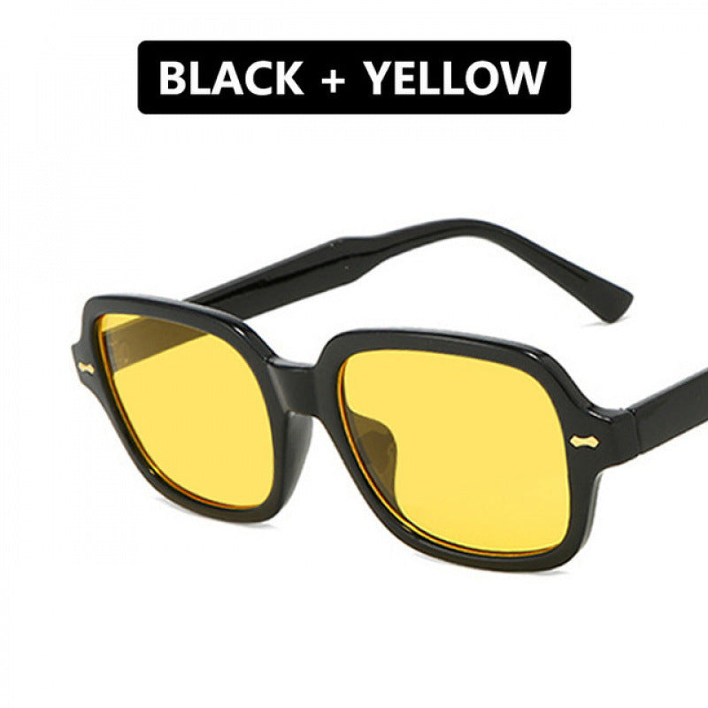 Ladies fashionable sunglasses with angular frame and yellow lenses Stornfield