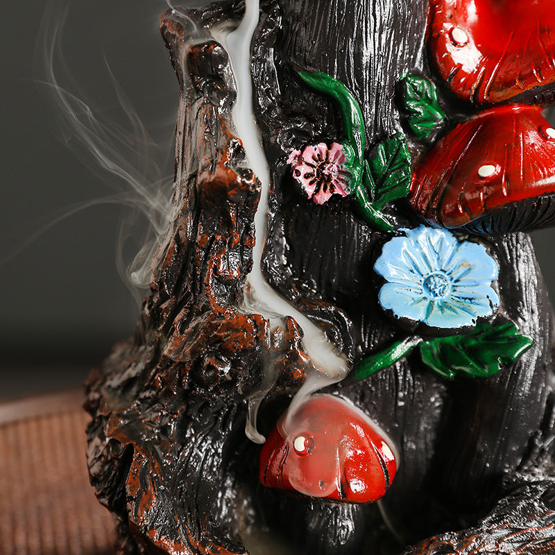 Artistic Mushroom-Themed Incense Waterfall