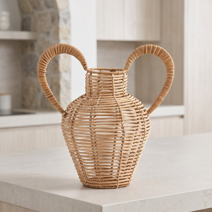 Decorative vase made of woven natural material Stornfield