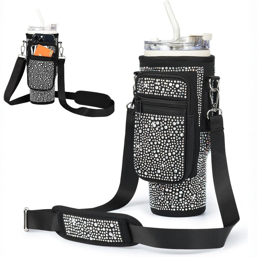 Ladies trendy and sparkling drinking bottle with shoulder bag Stornfield
