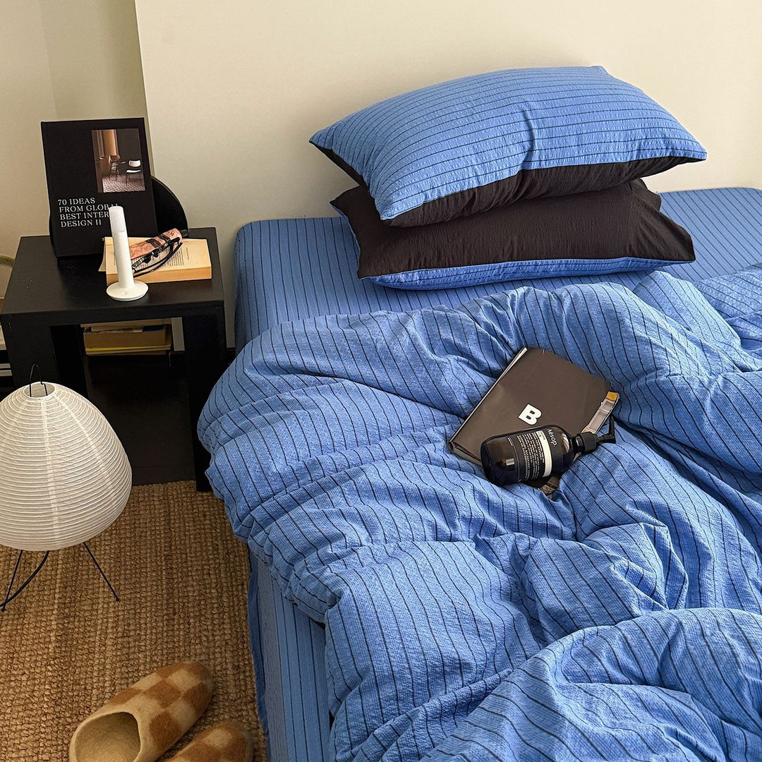 Striped Soft Cotton Bed Cover Set