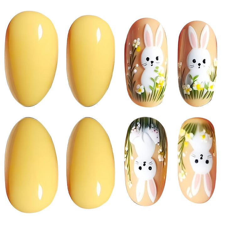 Artistic Bunny-Themed Press-On Nail Art Set Stornfield