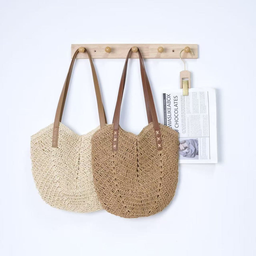 Handbag Made of Woven Natural Material with Elegant Carry Handles Stornfield