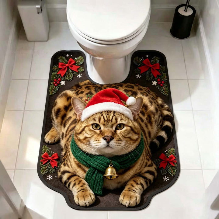 Holiday Cat-Themed Bath Mat
