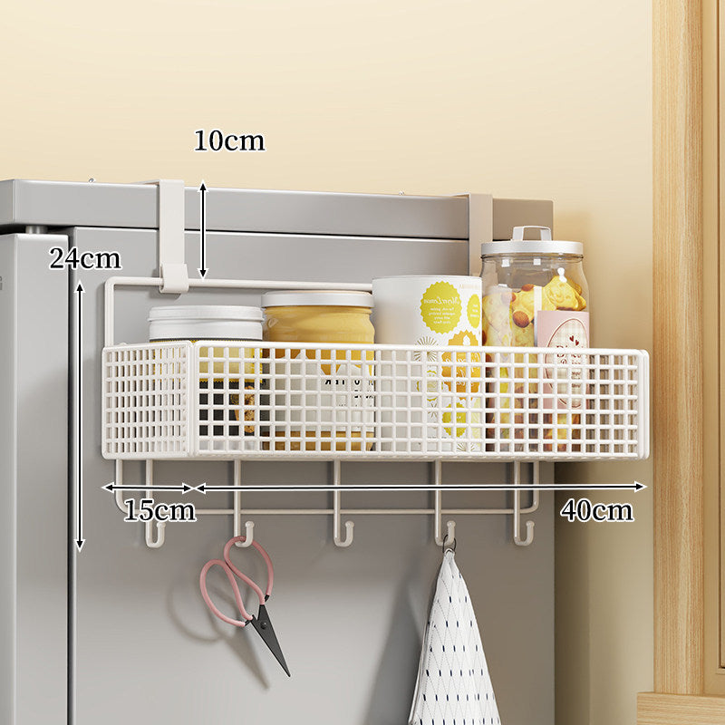 Over-the-Fridge Stacked Metal Mesh Hanging Storage Basket