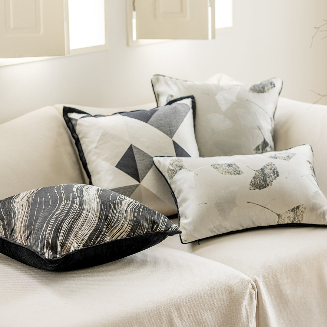 Elegant decorative cushion with silver stamping