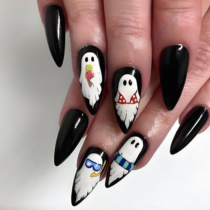 Halloween Artificial Nail Set with Playful Ghost Designs Stornfield