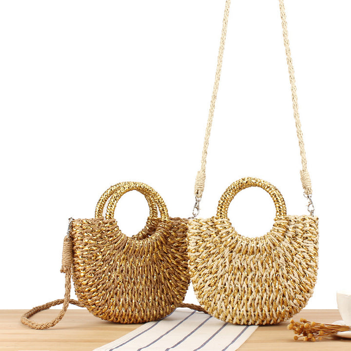 Stylish Woven Shoulder Bag with Round Handle Stornfield