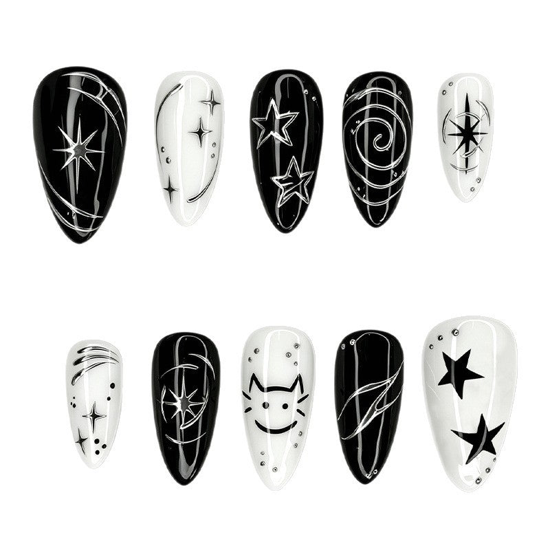 Nail art set with creative star motifs and sparkling accents Stornfield