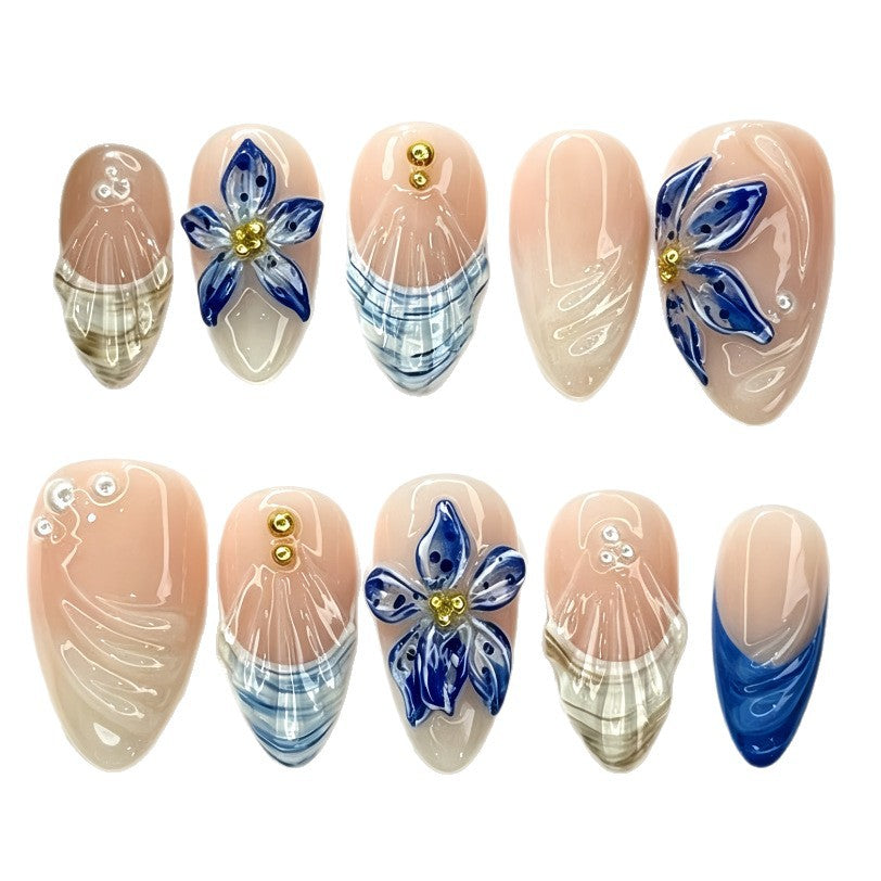 Artistic Floral Accent Press-On Nails Stornfield