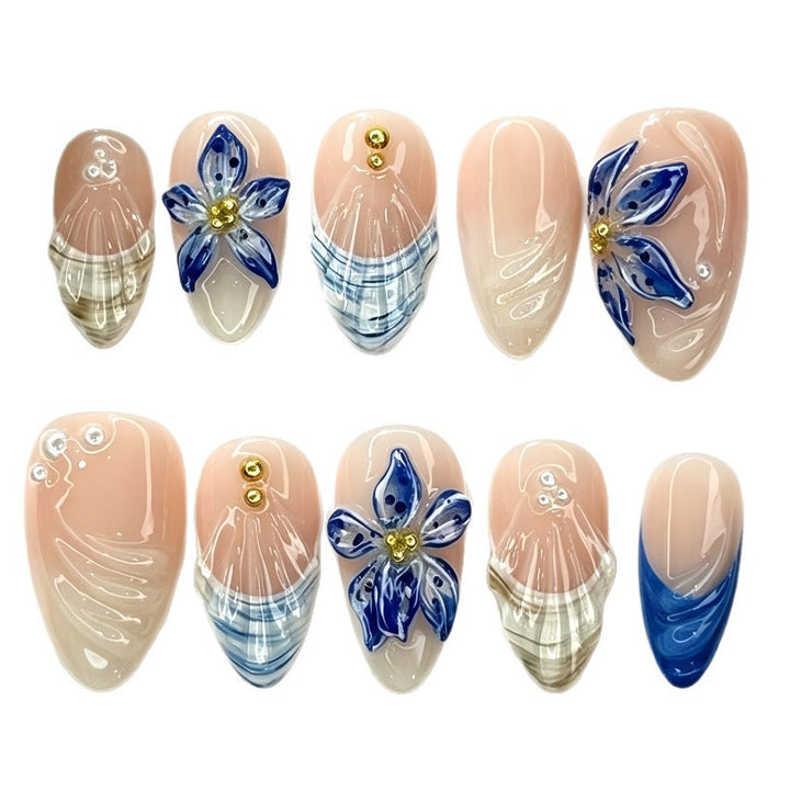 Artistic Floral Accent Press-On Nails Stornfield