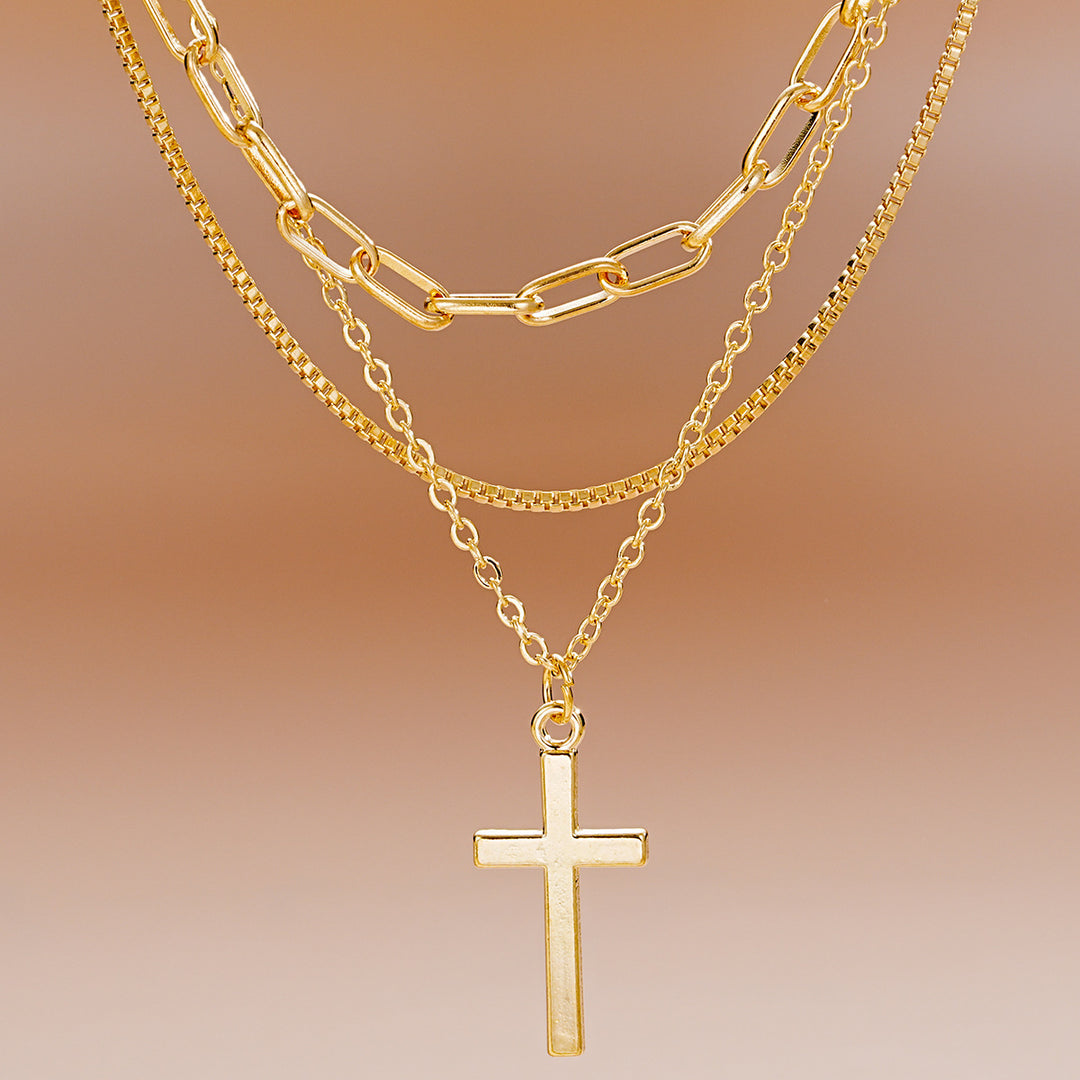 Multi-Layered Cross Pendant Necklace Stornfield