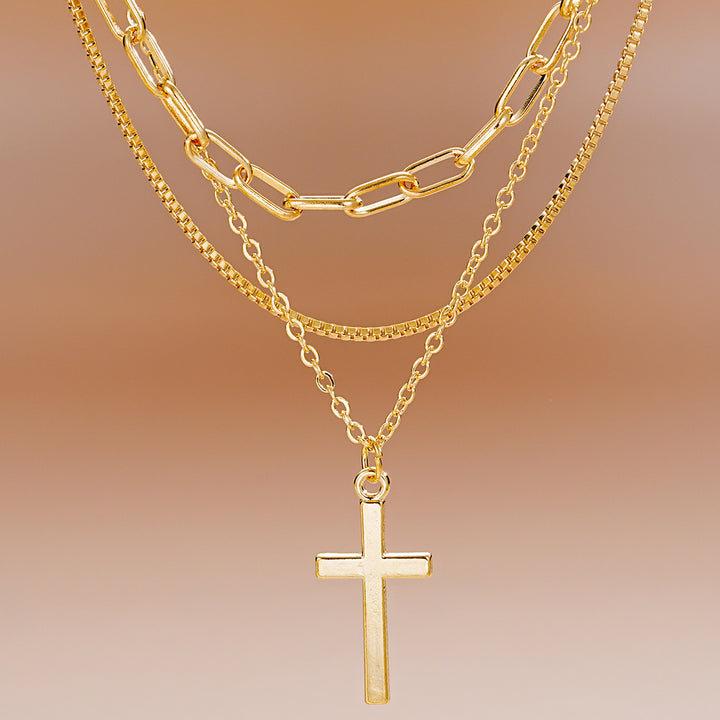 Multi-Layered Cross Pendant Necklace Stornfield