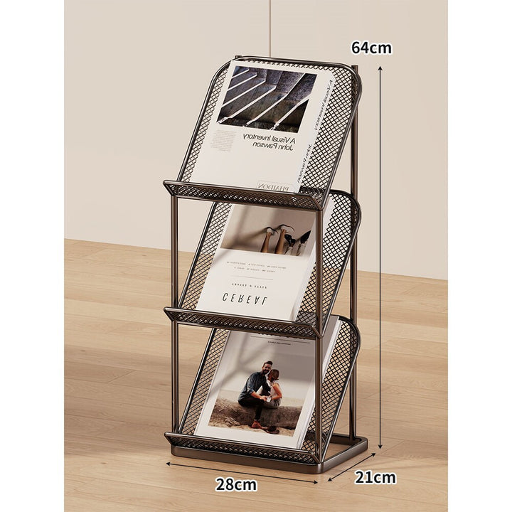 Vertical Four-Tier Metal Mesh Magazine and Brochure Display Stand