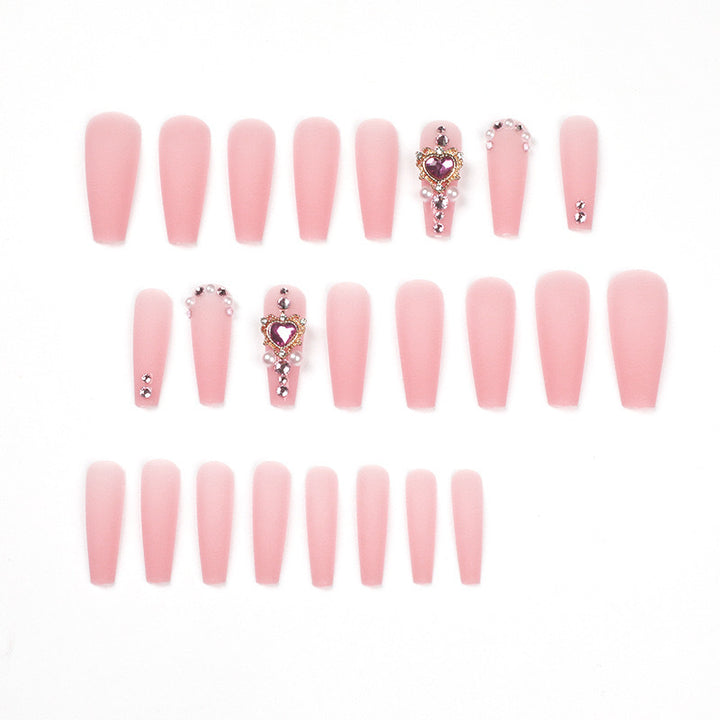 Luxury Artificial Nail Set with Rhinestone and Pearl Decorations Stornfield
