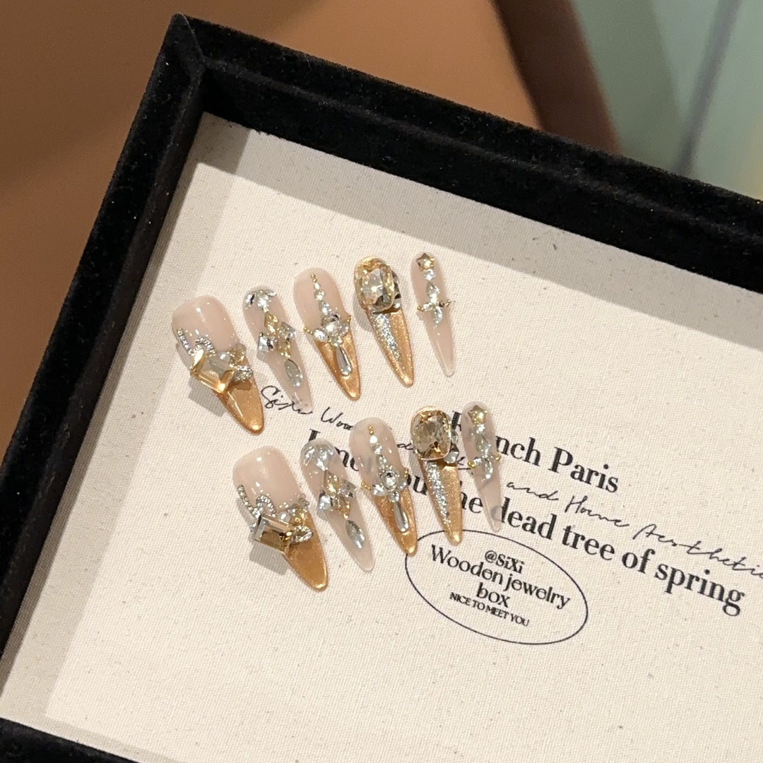 Glamorous Rhinestone-Accented Press-On Nail Kit