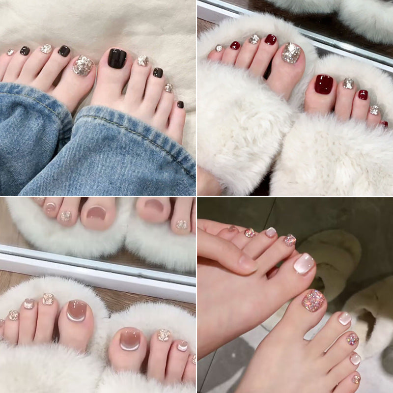 Decorative Press-On Pedicure Nail Set Stornfield