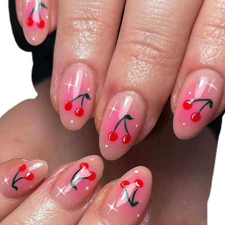 Cherry-Inspired Gel Nail Art