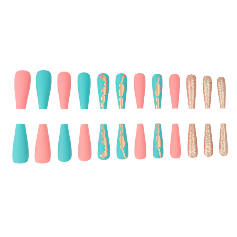 Stylish Long Stiletto Press-On Nails with Unique Matte and Glitter Finish Stornfield