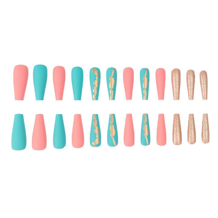 Stylish Long Stiletto Press-On Nails with Unique Matte and Glitter Finish Stornfield