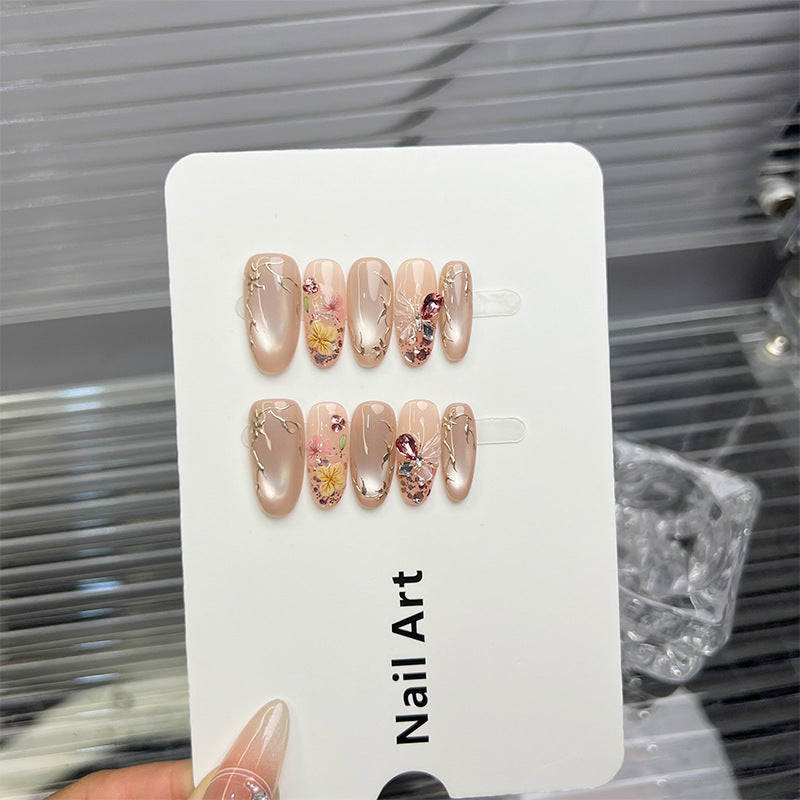 Floral Embellished Press-On Nail Set