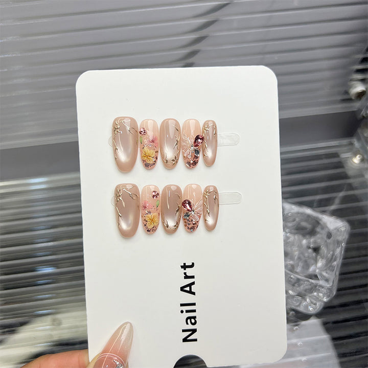 Floral Embellished Press-On Nail Set