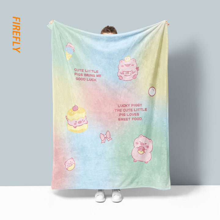 Whimsical Pig-Themed Fleece Throw Blanket