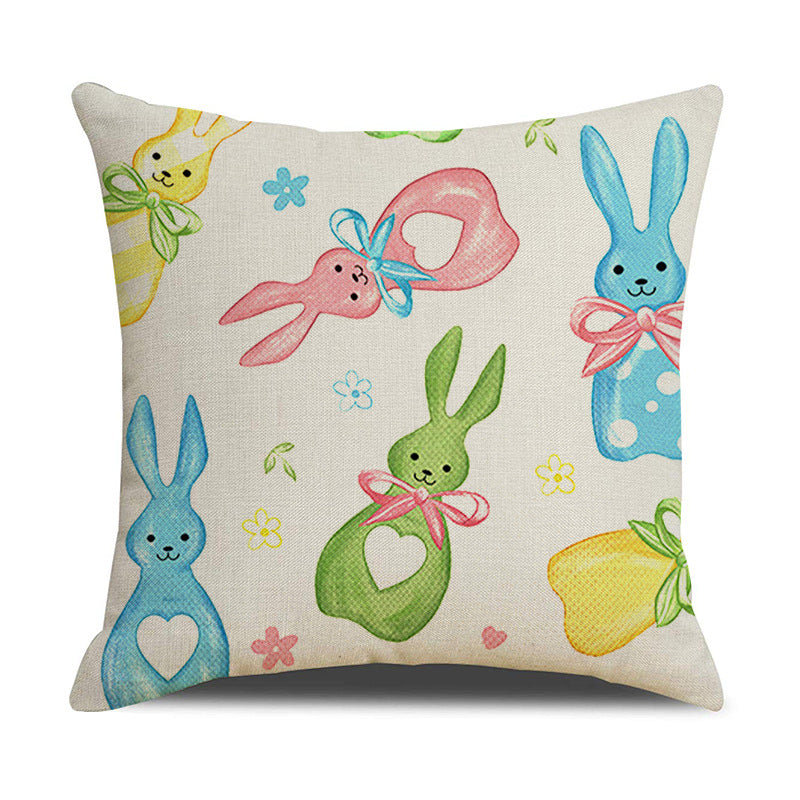 Decorative Easter Bunny Print Throw Pillow