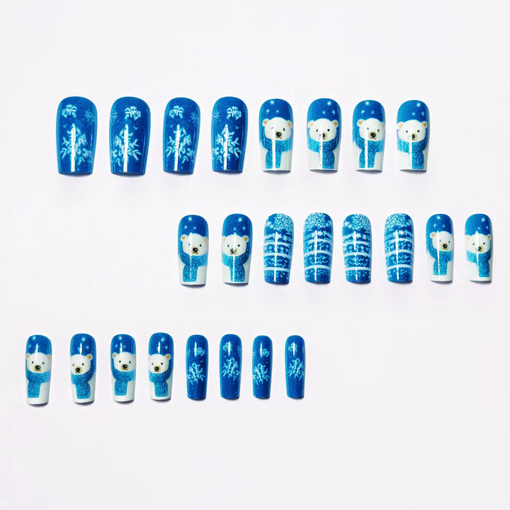 Winter art nails with bear and snowflake design Stornfield